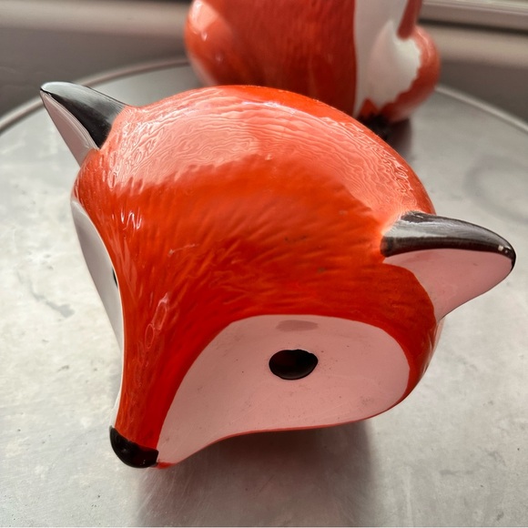 Vintage World Market Orange and White Fox Large Ceramic Canister Rare Collect - Picture 8 of 16